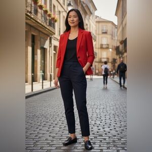 BR Red Cropped Career Blazer | Wool-Blend | 3/4 Sleeve | Size 2 EUC
